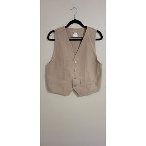 80s/90s Vivaldi Jeanswear Tan Cotton Vest – Made in USA, Size Medium